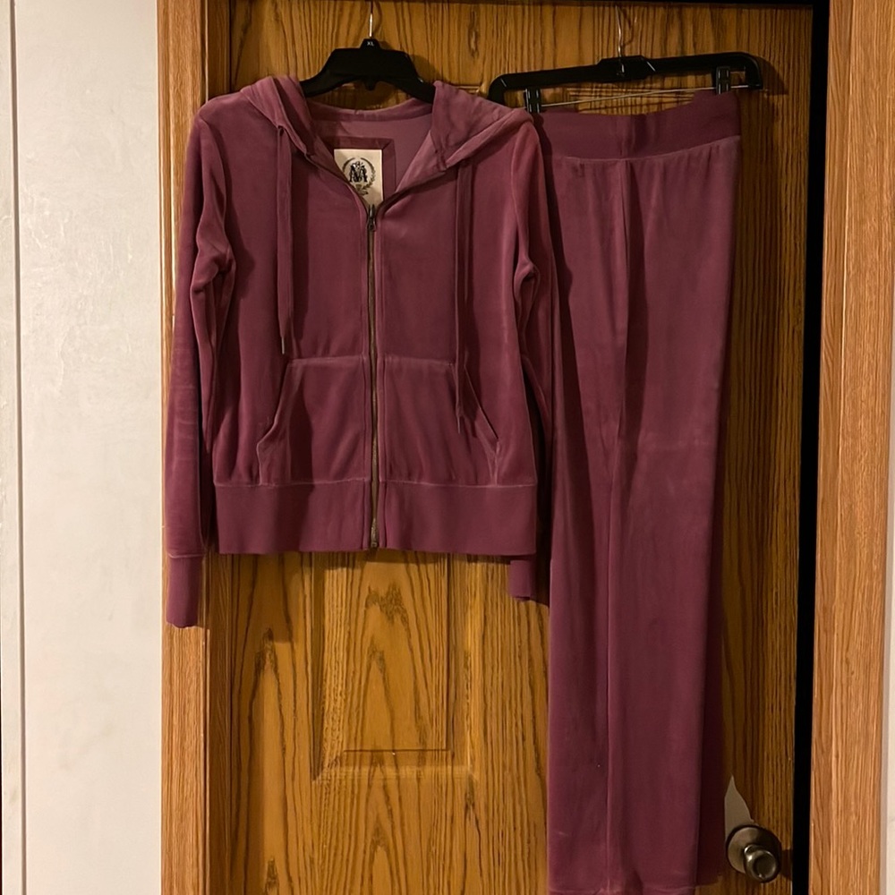 Velour pants (small) & hooded jacket (medium)